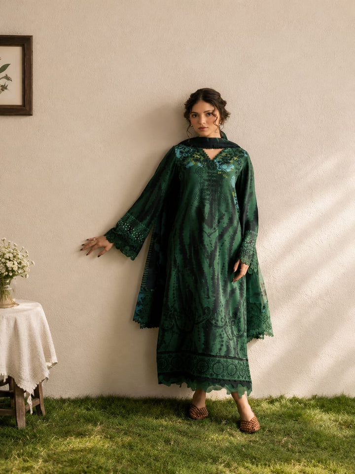 3-PIECE EMBROIDERED AND PRINTED VISCOSE UNSTTICHED SUIT