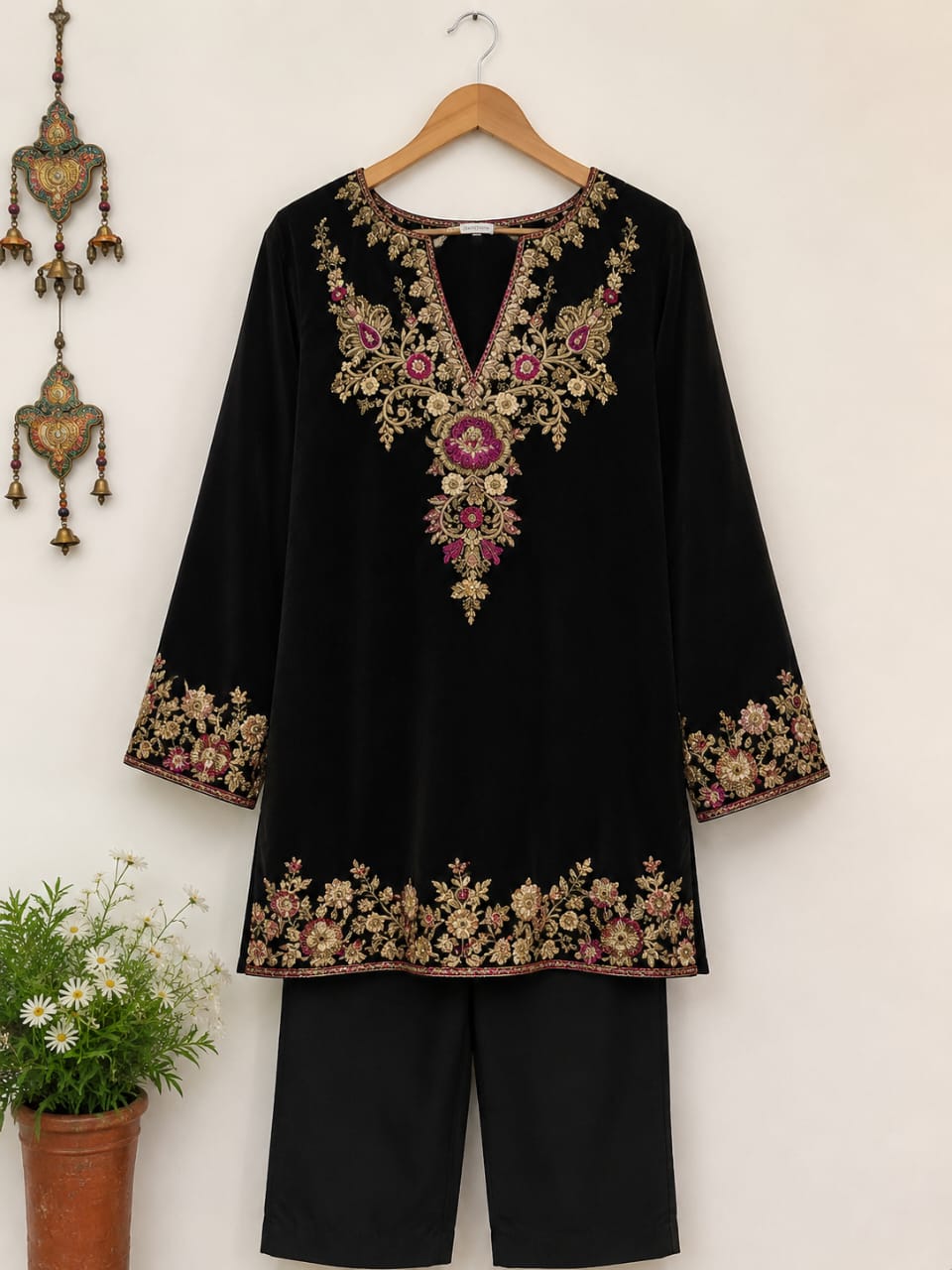 hand made dabka work embroidered suit/made to order