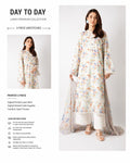 cream floral digital printed 3 piece unstitched lawn suit