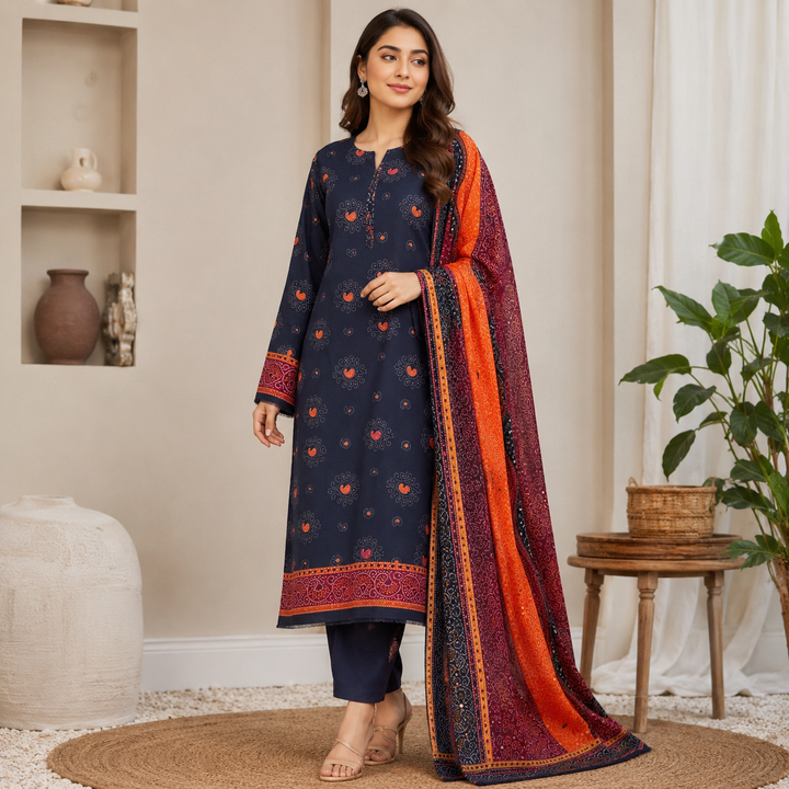 Insiya Clothing Light Pink Embroidered Lawn Suit with Printed Dupatta