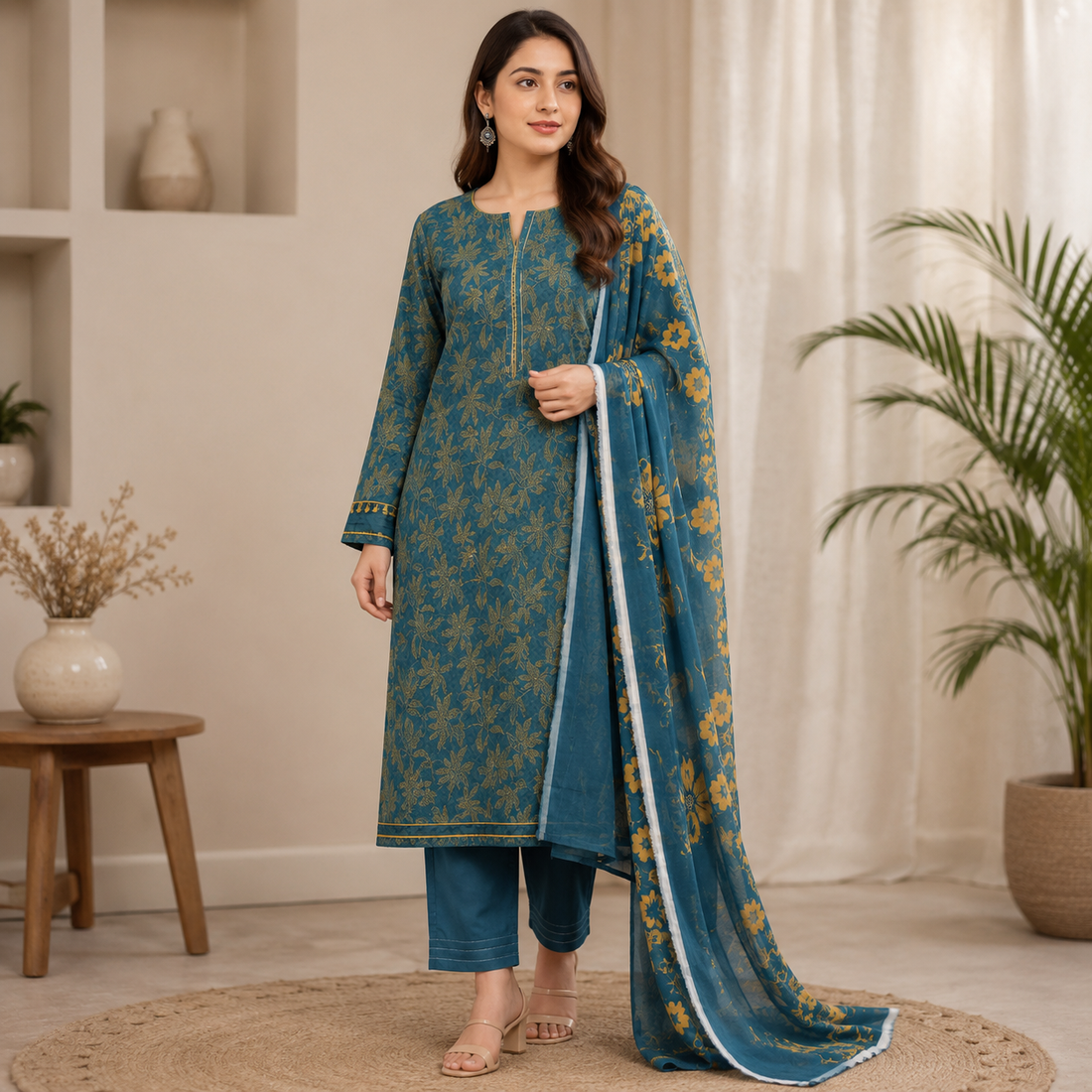 Insiya Clothing Light Pink Embroidered Lawn Suit with Printed Dupatta